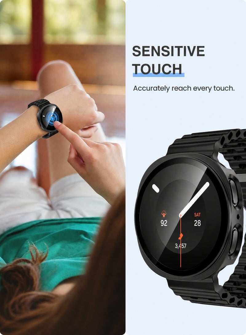 SJet Samsung Galaxy Watch 9 Watch 8 40mm Screen Protector Case Accessories, Protective Face Cover, Hard Bumper Built-in Tempered Glass Film(40mm, Black) - Image 5