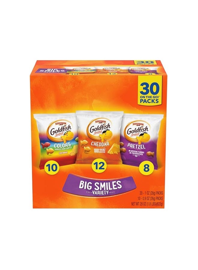 Pepperidge Farm Goldfish Crackers Big Smiles Variety Pack With Cheddar, Colors, And Pretzels, Snack Packs, 30 Ct - Image 3
