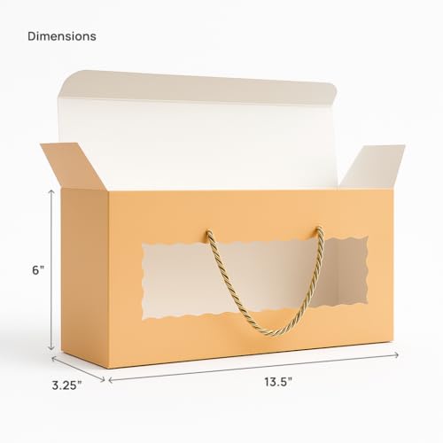 mudrit Hamper Gift Boxes with Twine Handle, Premium Packaging for Diwali, Party Favors, Weddings, Birthday, Festive Gifting, Size - 13.5 x 6 x 3.25 inches (Peach, Pack of 10) - Image 2