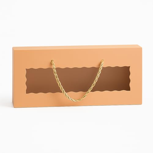 mudrit Hamper Gift Boxes with Twine Handle, Premium Packaging for Diwali, Party Favors, Weddings, Birthday, Festive Gifting, Size - 13.5 x 6 x 3.25 inches (Peach, Pack of 10) - Image 1