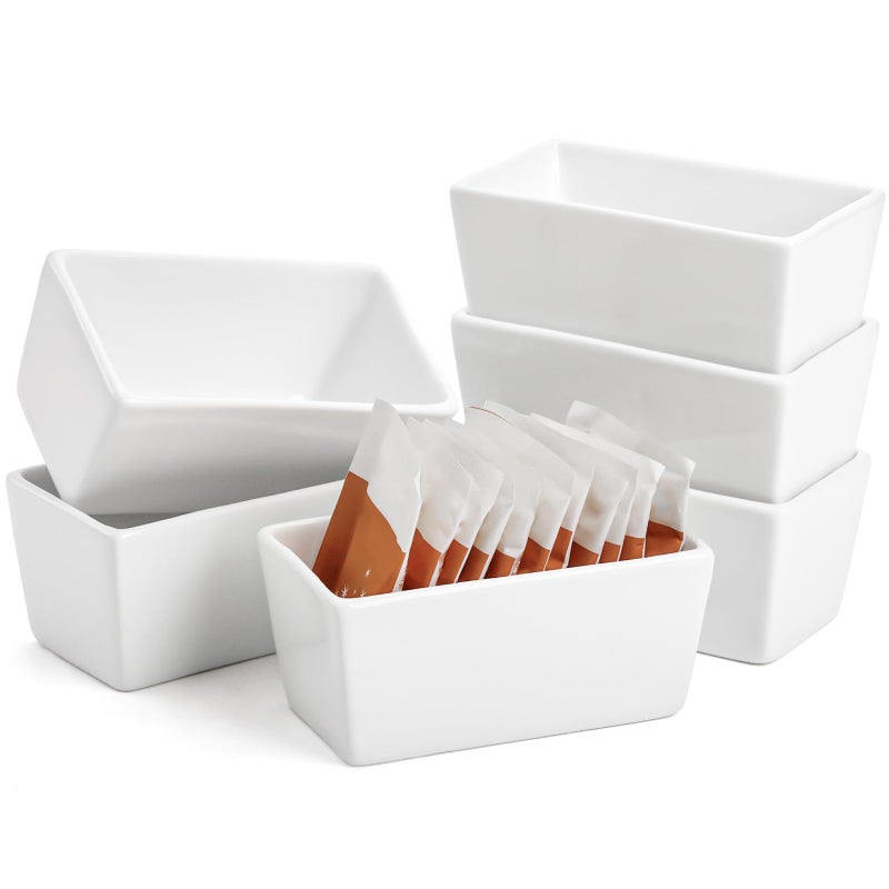 Elsjoy Elsjoy Set of 6 Ceramic Sugar Packet Holders 5 Oz Porcelain Sugar Bowl Tea Bag Caddy Sweetener Storage Container for Kitchen Cafe Restaurant 