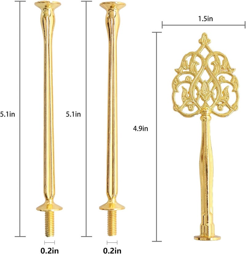 Happy Will 3 Tier 14" Heavy Metal Cake Stand Holder Fruit Plate Stand Fitting Hardware Rod with Stylus (Golden_New Crown) - Image 2