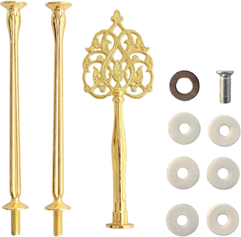 Happy Will 3 Tier 14" Heavy Metal Cake Stand Holder Fruit Plate Stand Fitting Hardware Rod with Stylus (Golden_New Crown) - Image 1