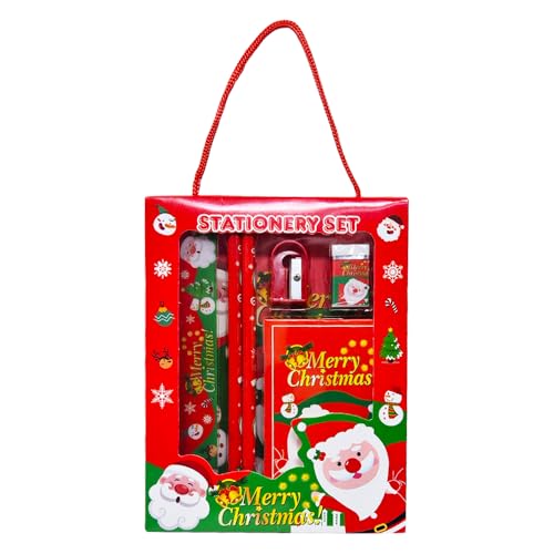 Sidak Christmas Stationery Giftset (Pack of 6 Items) 1 Eraser, 1 Sharpener, 1 Scale, 1 Diary, 2 Pencils For Kids - Image 1