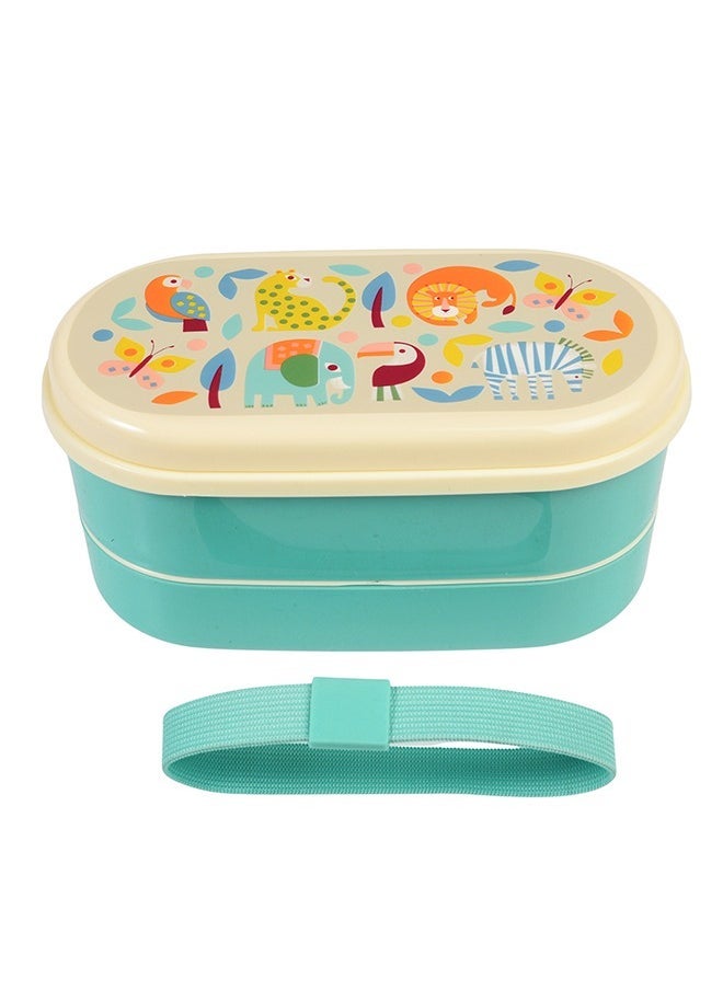Rex London Wild Wonders Children's Bento Box – Colorful Animal-Themed Bento Lunch Box for Kids – Leak-Resistant and Easy to Pack - Image 3