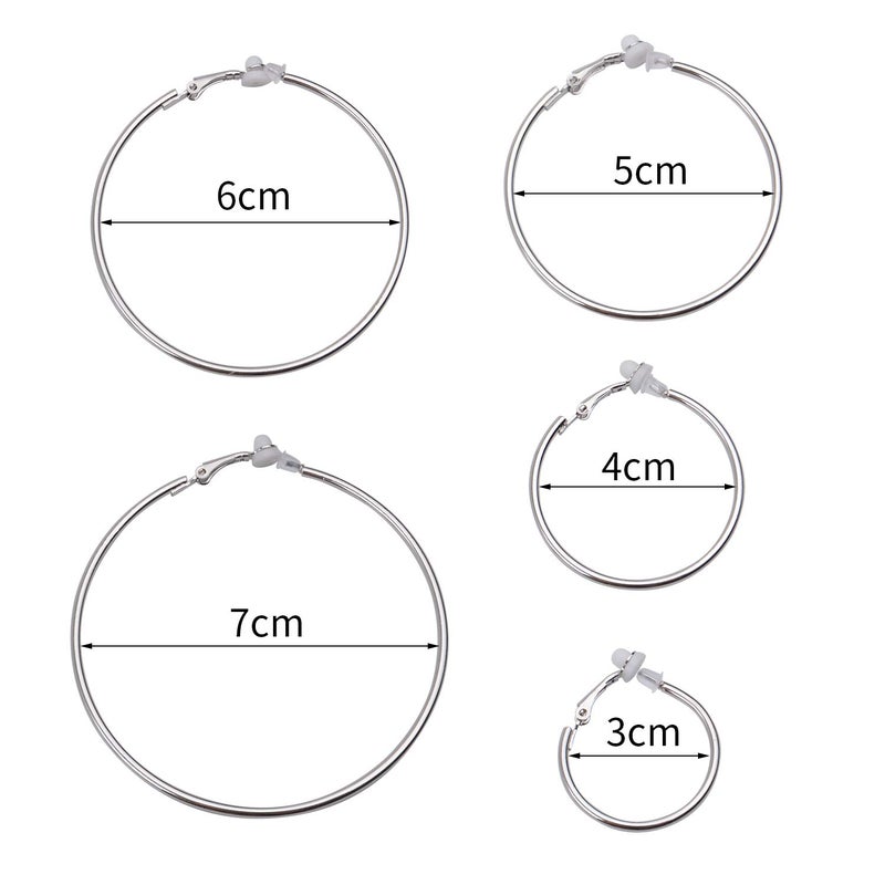 Aylifu 5 Pairs Silver Clip on Earrings Hoop Non Piercing Women Clip Earrings for Women, 5 Sizes - Image 2