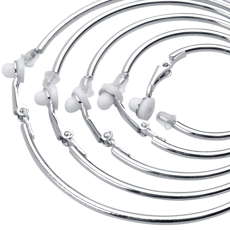 Aylifu 5 Pairs Silver Clip on Earrings Hoop Non Piercing Women Clip Earrings for Women, 5 Sizes - Image 4