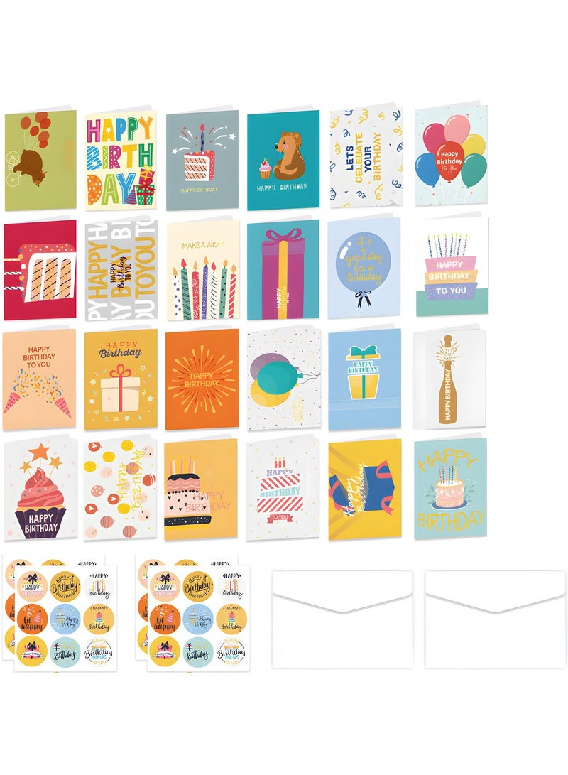 SYOSI 24 Pack Children Birthday Cards Multipack Assorted Birthday Cards Birthday Cards with Envelopes Blank Greeting Cards for Adults Kids Baby Shower Congratulations Party Business Festival - Image 1