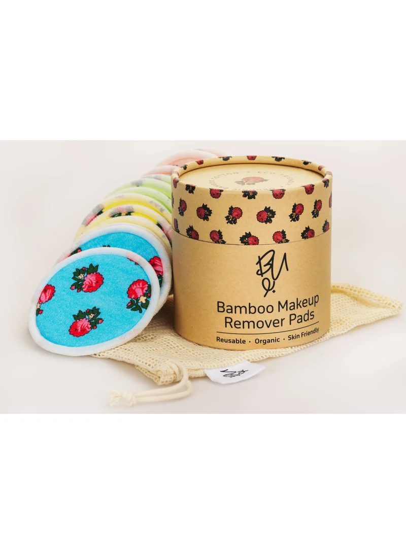 BU Towels BU Reusable Bamboo Makeup Remover Pads with Flower Patterns | 12 Pads with Laundry Bag | Sustainable &amp; Eco-Friendly