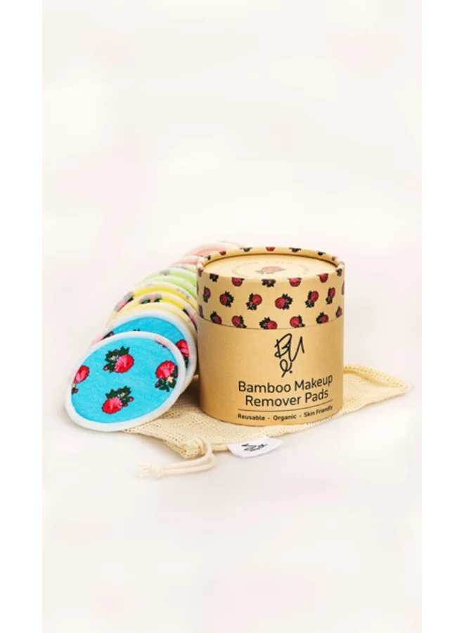 BU Towels BU Reusable Bamboo Makeup Remover Pads with Flower Patterns | 12 Pads with Laundry Bag | Sustainable &amp; Eco-Friendly
