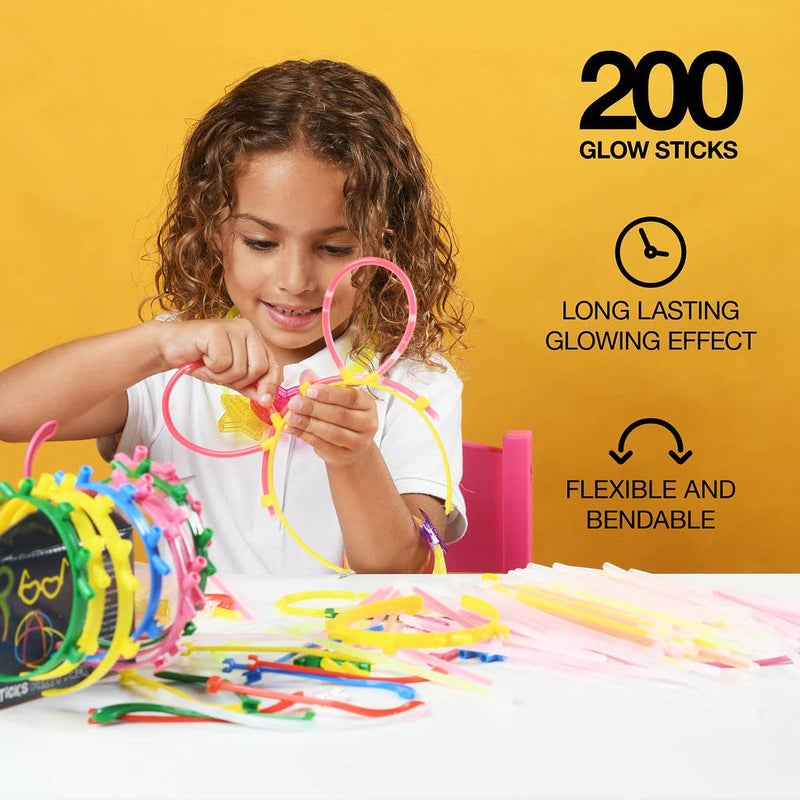 Play22 500 Glow Sticks Party Pack Necklaces And Bracelets  Ultra Bright Glow in The Dark Party Supplies Bulk 8 Mixed Colors 200 Sticks And 300 Accessories  for Halloween Christmas Birthday - Image 3