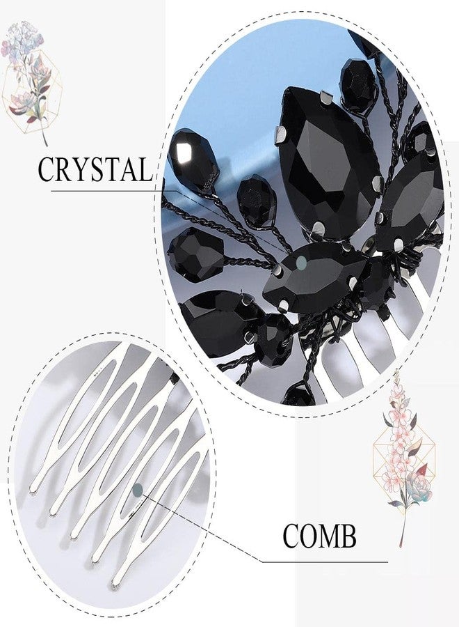 CLOACE Rhinestone Hair Comb Black Wedding Hair Piece Bride Crystal Side Combs Vintage Bridal Headpiece Bridesmaids Rhinestone Hair Accessories for Women and Girls - Image 4