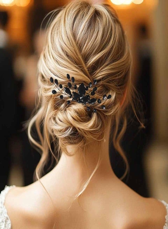CLOACE Rhinestone Hair Comb Black Wedding Hair Piece Bride Crystal Side Combs Vintage Bridal Headpiece Bridesmaids Rhinestone Hair Accessories for Women and Girls - Image 5