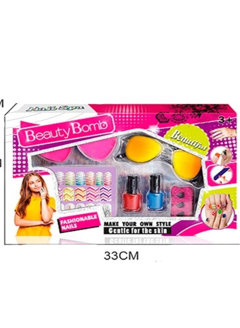 Nail polish set with special stickers on glasses  - Image 1