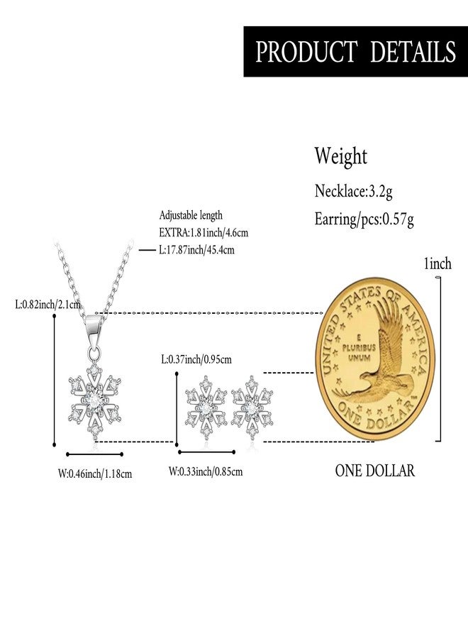 بريلوف طقم مجوهرات بريلوف من الفضة الإسترليني عيار 925 مرصع بأحجار الزركونيا المكعبة المتلألئة، بتصميم ندفة ثلجية، مثالي لعيد الميلاد، للنساء. طقم مجوهرات ندفة الثلج اللامع لحفلات الشتاء، مناسب لتزيين حفلات عيد الميلاد والمناسبات الخاصة. هدية مثالية. - Image 5