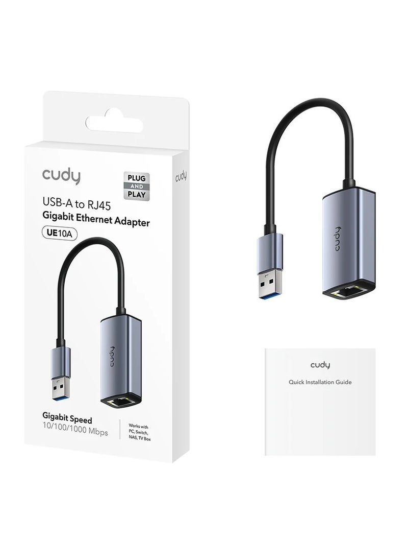 cudy - Cudy USB-A Ethernet Adapter, USB 3.0 Gigabit Network Adapter, Aluminium RJ45 LAN Internet Adapter, Driver-Free, Compatible with Switch, MacBook, XPS, UE10A - Image 1