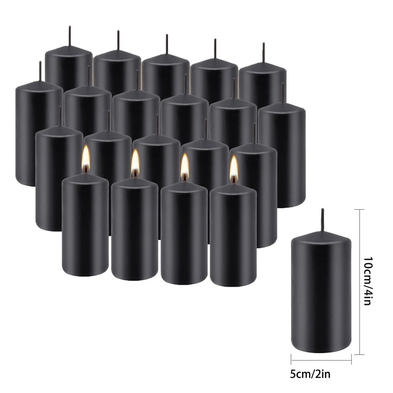 Grcdoyvl Set of 20 | 2-Inch Wide x 4-Inch Tall Black Pillar Candles - Elegant DÃ©cor for Home, Events, and Celebrations - Deep Black Finish - Image 4