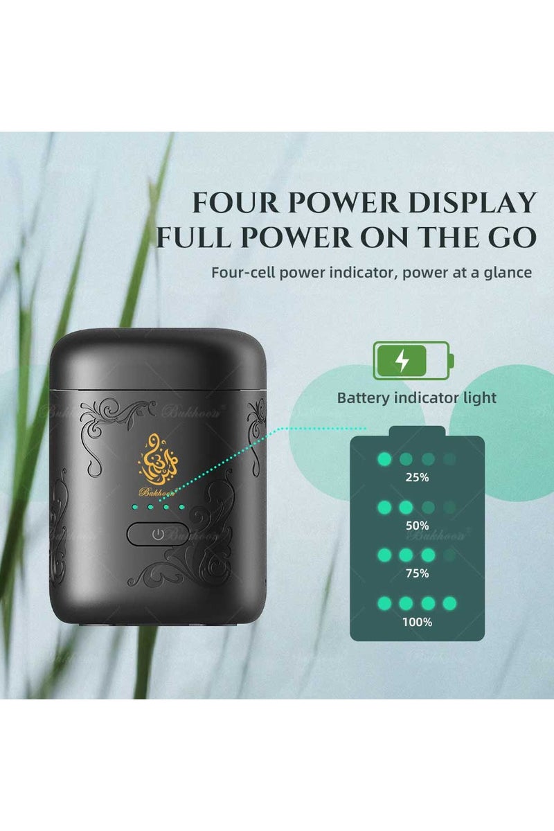 بخون مبخرة عربية إلكترونية صغيرة جديدة - مبخرة عود وبخور مع مؤشر للبطارية - Image 4