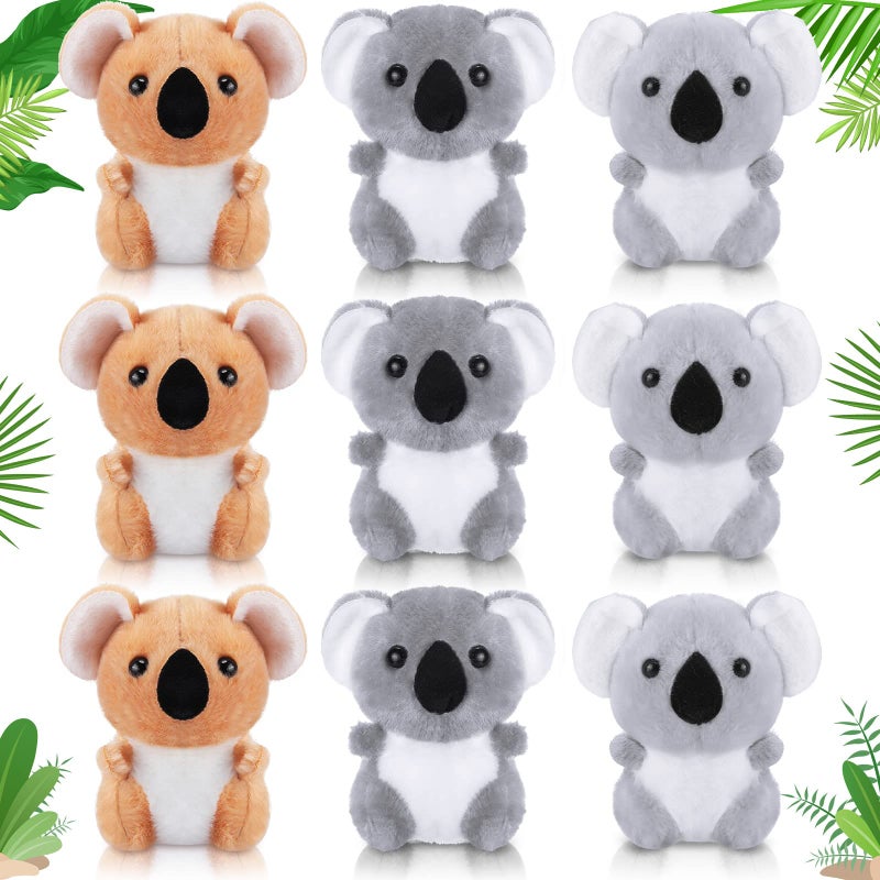 Aoriher 9 Pcs Koala Bear Plush Mini Stuffed Animal Small Koala Bear Keychain Plush Soft Huggable Bulk Toy Forest Stuffed Animals Set for Kids Birthday Party Favors Gifts Award 4 Inches - Image 2