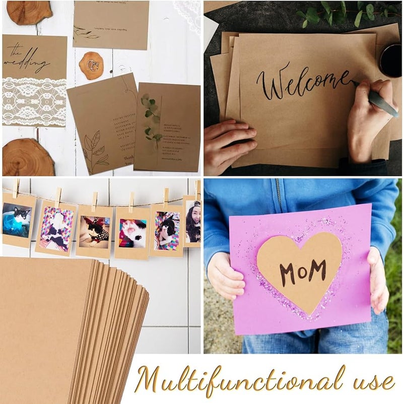 ورق كرتوني بني A4 150 جرام 100 ورقة للحرف اليدوية والدي آي والتصوير الفوتوغرافي والدعوات - Image 5