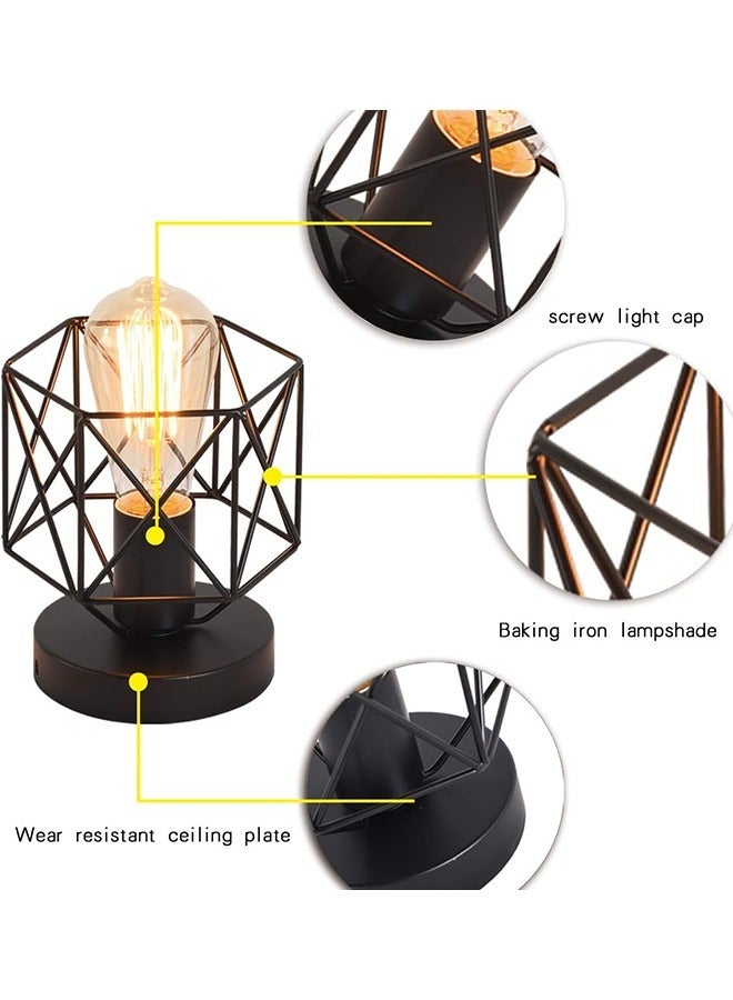Vintage Ceiling Light, Industrial Semi-Flush Mount Chandeliers with Metal Cage, E27 Base Ceiling Lamp Fixture for Porch Hallway Kitchen Farmhouse Lighting (Black, 2 Packs)  - Image 4