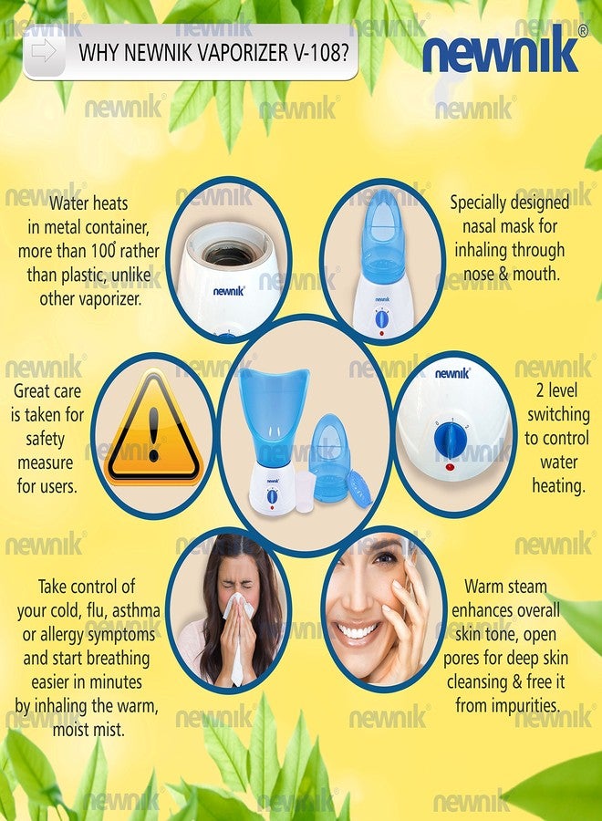 نيونيك جهاز التبخير/الاستنشاق بالبخار نيونيك V-108 لعلاج نزلات البرد والسعال (عبوة من قطعتين) (أزرق) - Image 3