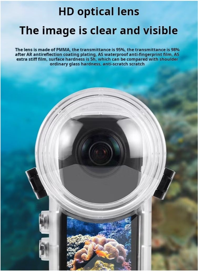 بولوز حافظة غوص غير مرئية لجهاز انستا 360 X4، حافظة مقاومة للماء بطول 50 متر/164 قدم للغوص تحت الماء لانستا 360 X4 مع ملحقات - Image 3