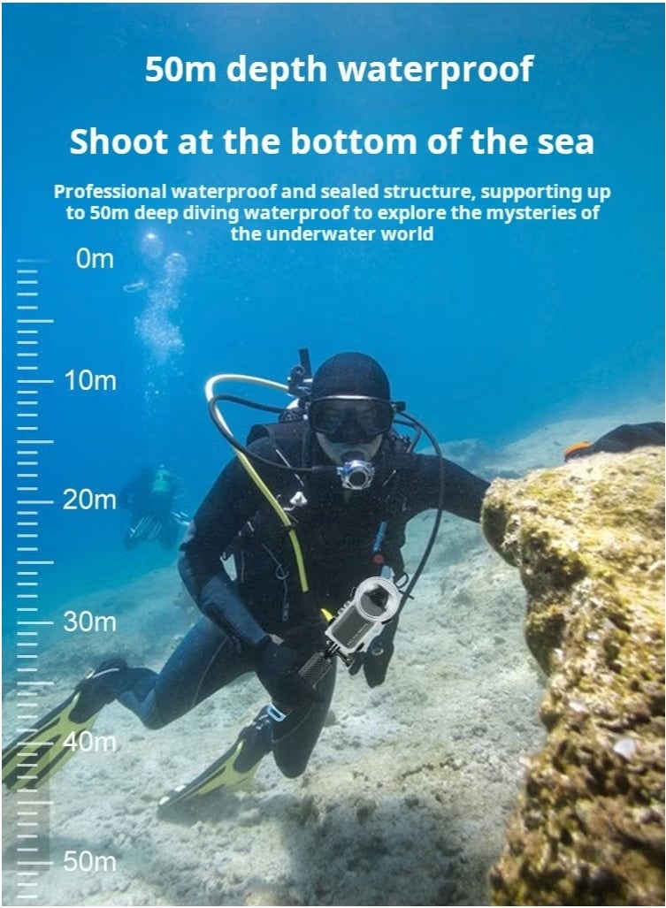 بولوز حافظة غوص غير مرئية لجهاز انستا 360 X4، حافظة مقاومة للماء بطول 50 متر/164 قدم للغوص تحت الماء لانستا 360 X4 مع ملحقات - Image 2