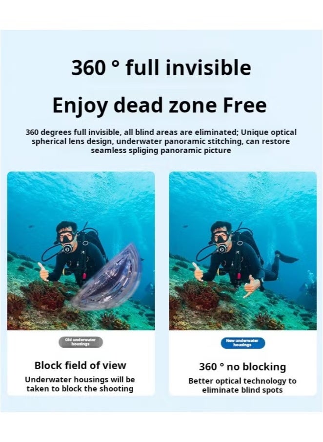 بولوز حافظة غوص غير مرئية لجهاز انستا 360 X4، حافظة مقاومة للماء بطول 50 متر/164 قدم للغوص تحت الماء لانستا 360 X4 مع ملحقات - Image 4