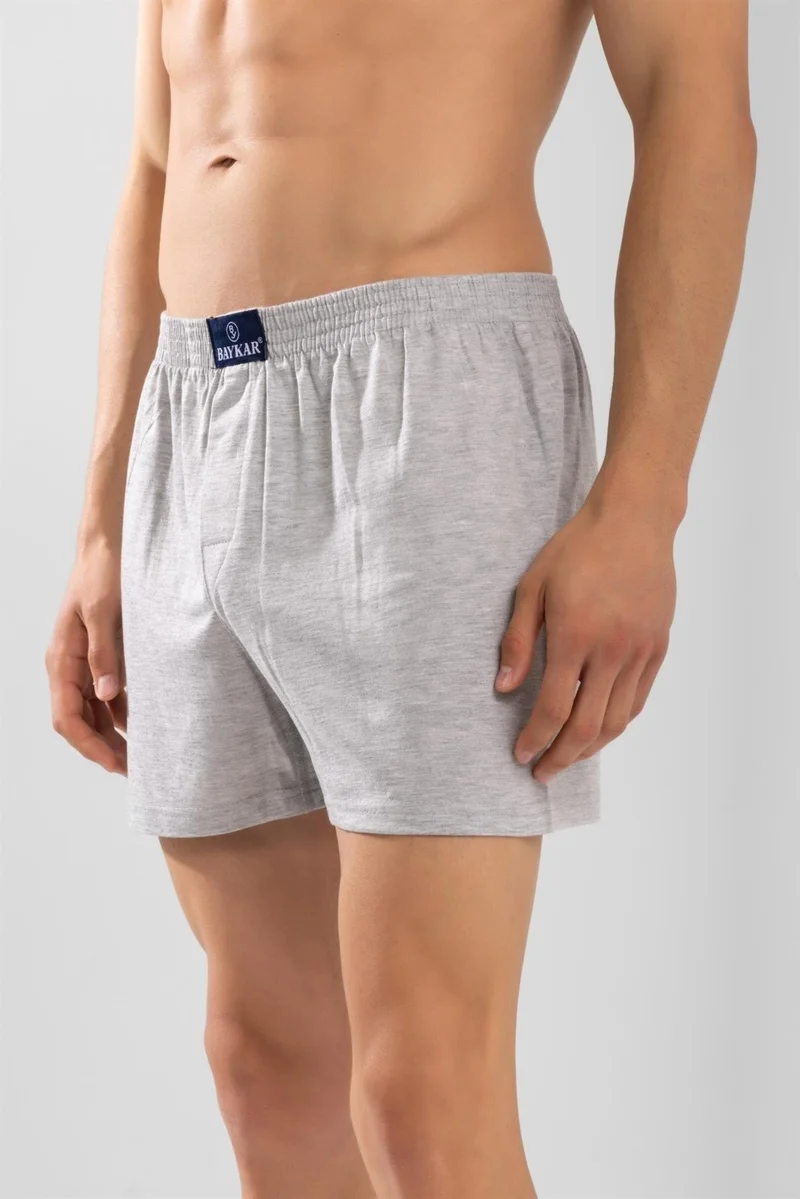 Baykar Men's Cotton Plain Boxer 1119 Gray Melange