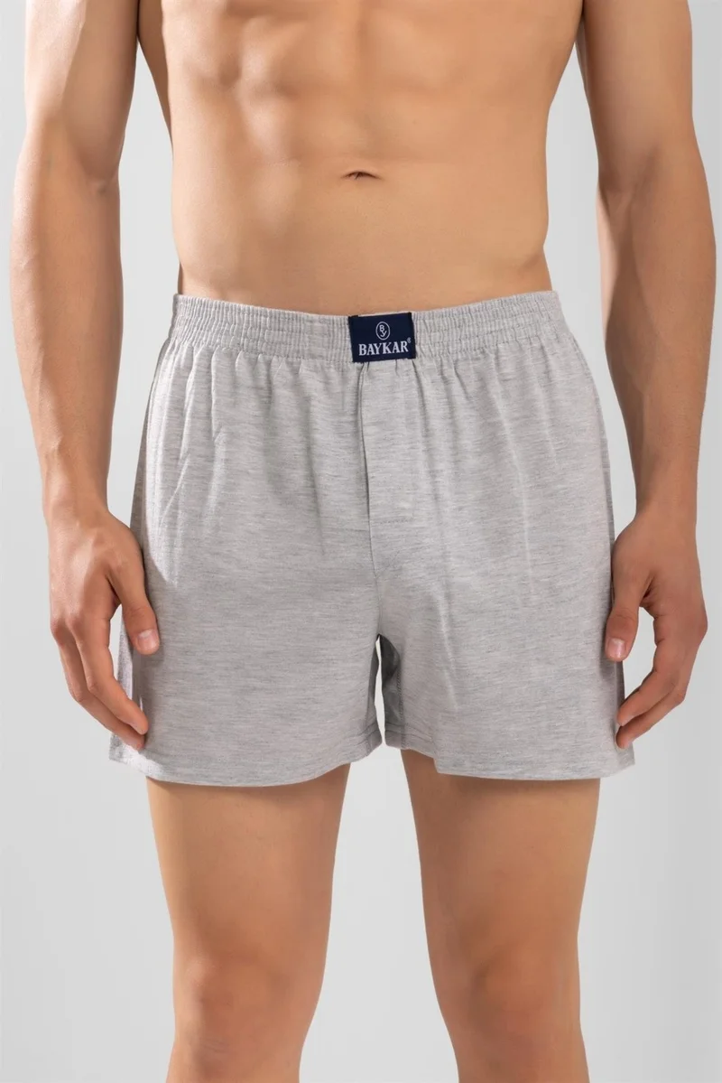 Baykar Men's Cotton Plain Boxer 1119 Gray Melange