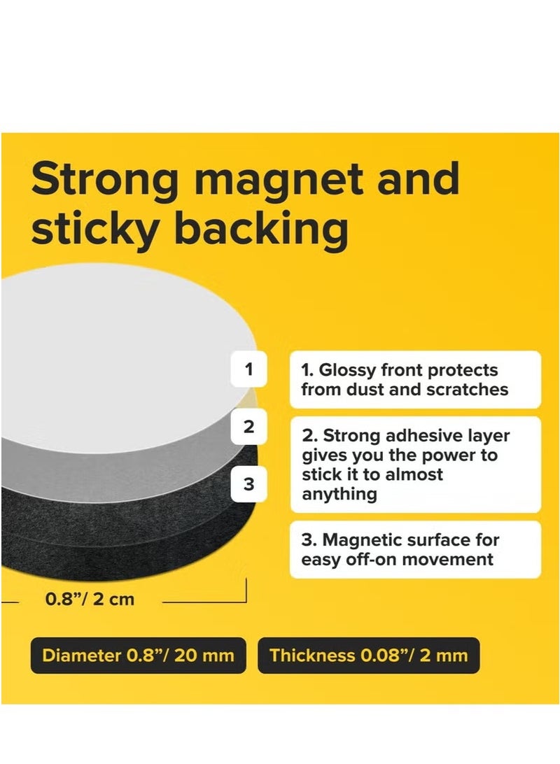 Generic 100 Pcs Round Magnets with Adhesive Backing Flexible Self Adhesive Magnets for Crafts Small Sticky Magnetic Dots for Hanging Light Objects DIY School Office Home(20*20MM)  - Image 4