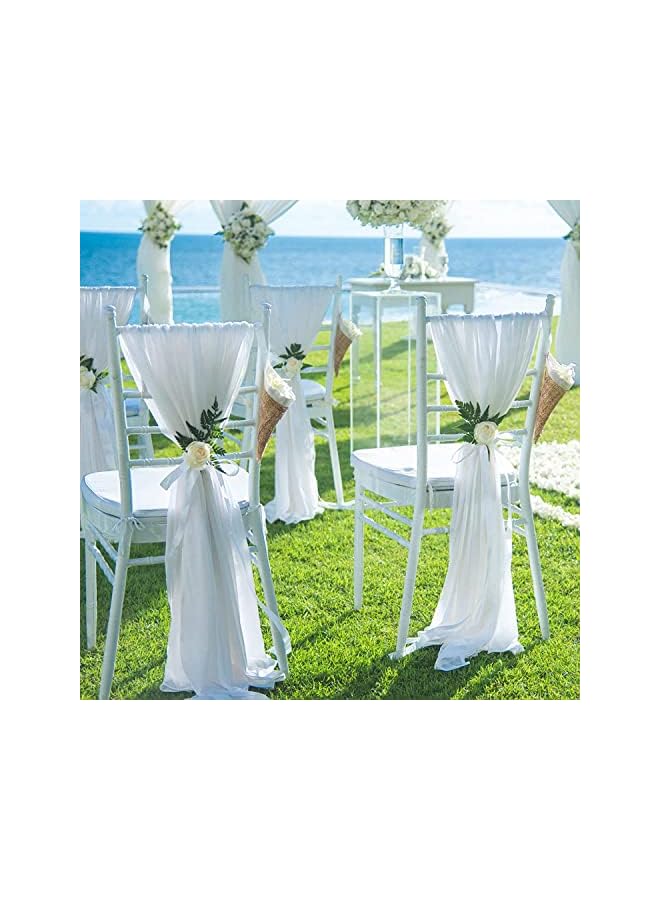 The Bros قماش تزيين قوس الزفاف، 1 لوحة 29.5" × 19 قدم ستائر قوس الزفاف البيضاء خلفية شفافة لحفل الزفاف ديكور السقف (أبيض) - Image 2