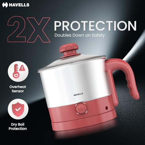 Havells Culinox Multicook Kettle| 1.2 L Capacity| Food Grade Body with Cool Touch Handle| 3 Temperature Modes| Double Safety Protection| SS 304 Ring Glass Lid| 2 Years Door Step Warranty by Havells - Image 3