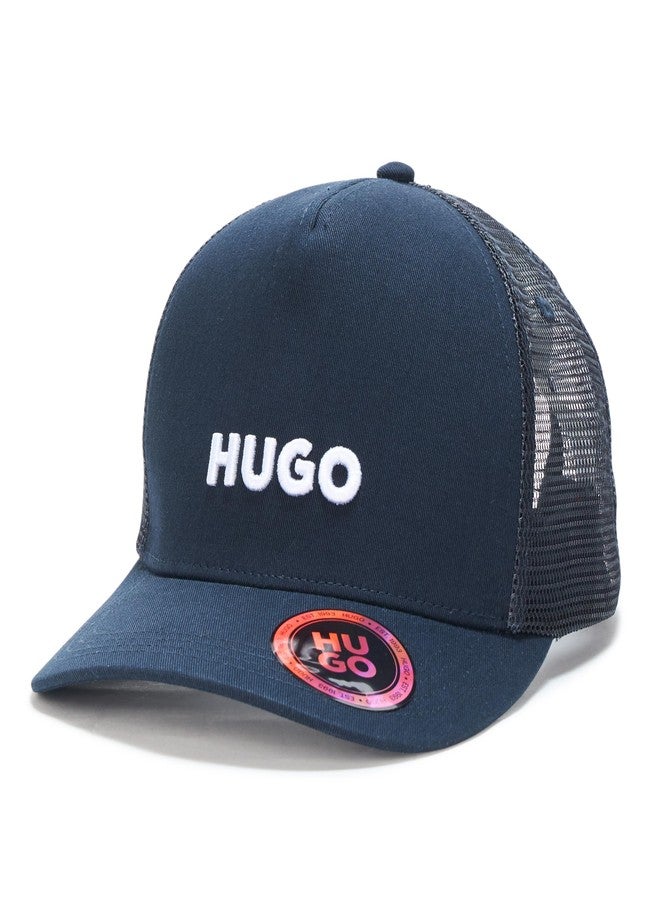 HUGO, Small Logo Trucker Hat, Blue Marine, One Size - Image 1