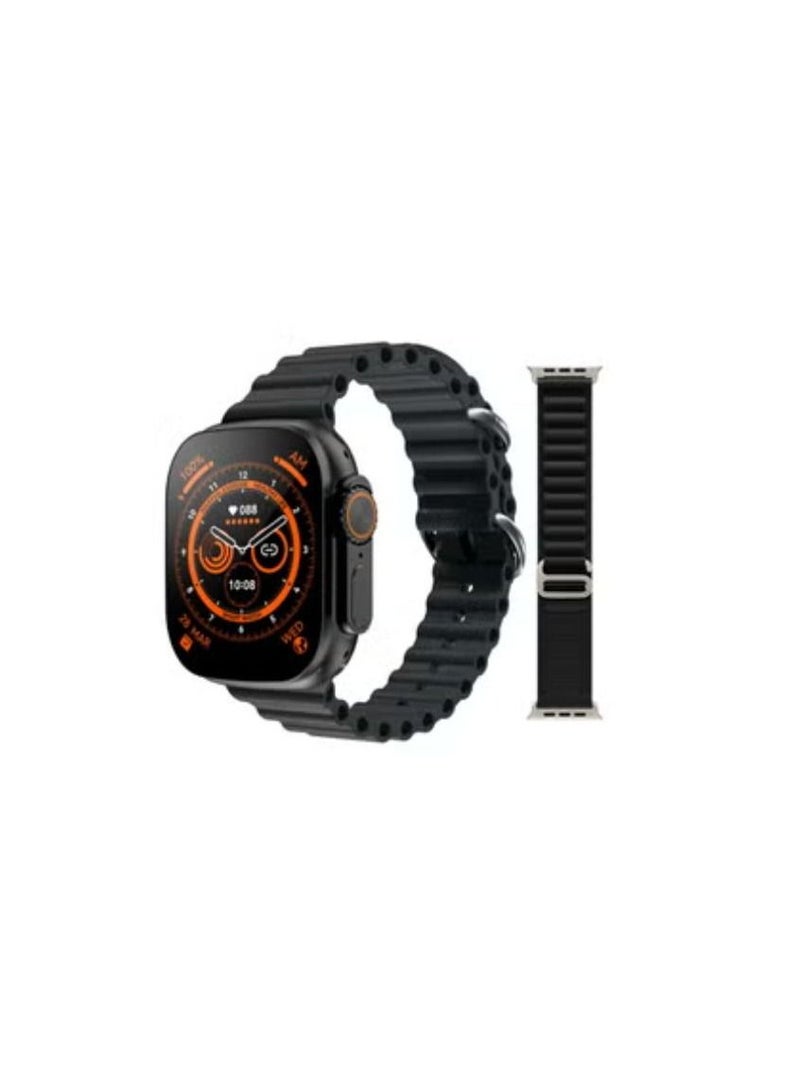 Wearfit Pro X9 Ultra Smartwatch Series 9 IPS Display 2.2 Inch - Compass - Bluetooth V5.2 - two strap Silicone and Nylon - Blood Oxygen and Pressure and Heart Rate monitor Black - Image 1