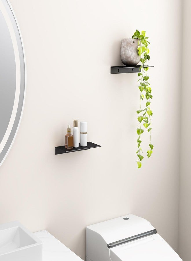 Danpoo 8 inch Small Floating Shelves for Wall Organizer & Storage, Mini Display Shelves, Metal Wall Shelves for Bathroom, Living Room, Kitchen, Bedroom(Matte Black, 2-Pack) - Image 5