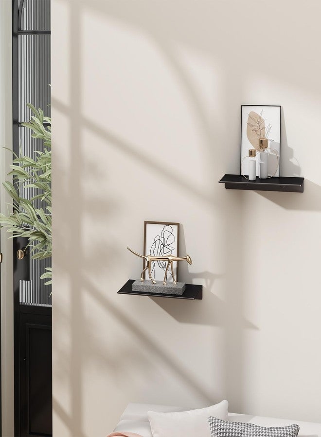 Danpoo 8 inch Small Floating Shelves for Wall Organizer & Storage, Mini Display Shelves, Metal Wall Shelves for Bathroom, Living Room, Kitchen, Bedroom(Matte Black, 2-Pack) - Image 3