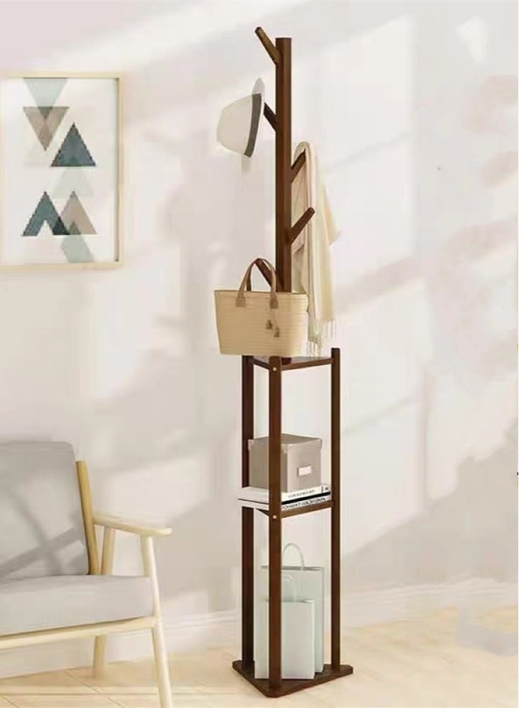 Kutis 1-Piece Hat Clothes Rack Stand Hat Coat Organizer With Hook Bamboo Brown 36x180 cm - Image 1