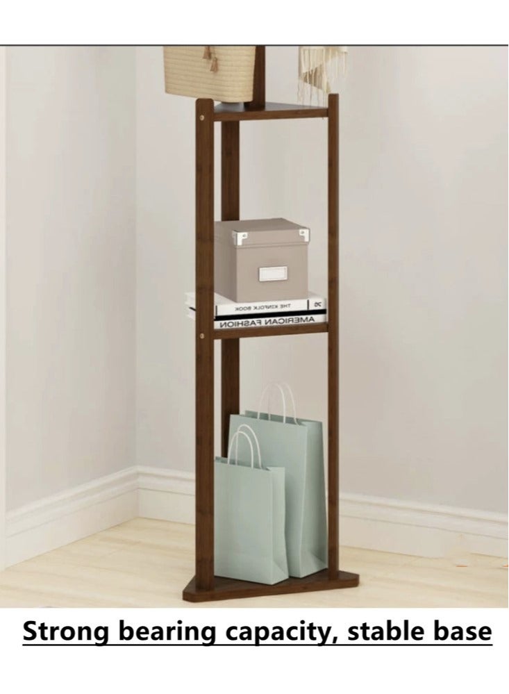 Kutis 1-Piece Hat Clothes Rack Stand Hat Coat Organizer With Hook Bamboo Brown 36x180 cm - Image 2