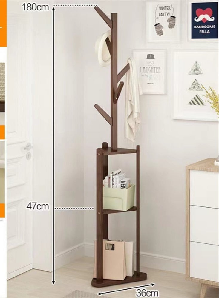 Kutis 1-Piece Hat Clothes Rack Stand Hat Coat Organizer With Hook Bamboo Brown 36x180 cm - Image 5