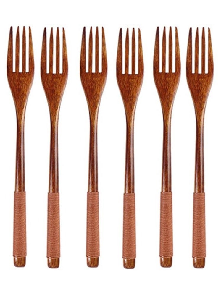 HOME ZONE Wooden Fork Set – 6 Pieces - Image 1