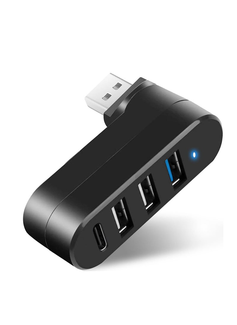 Generic 4-Port USB 3.0 Hub [90°/180° Degree Rotatable], USB Splitter with USB A & USB C Ports USB Expander for Laptop, Car, Mac Pro, iMac, MacBook Air, MacBook Pro, MacBook and More  - Image 1
