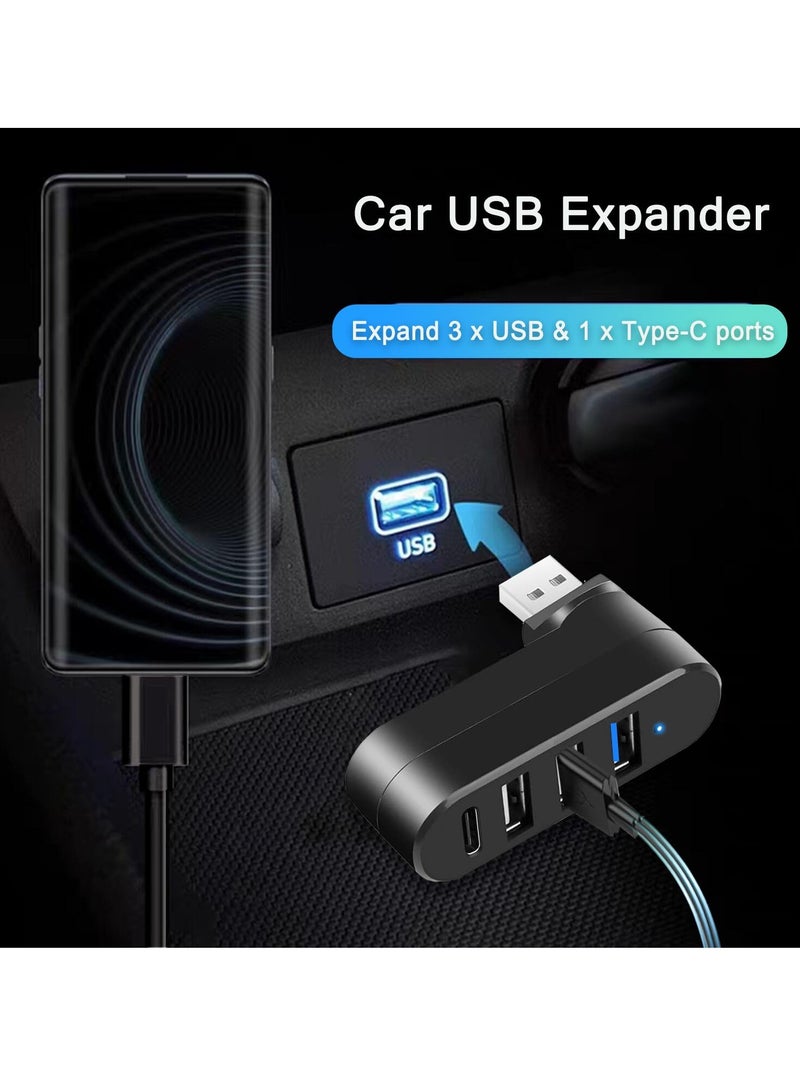 4-Port USB 3.0 Hub [90°/180° Degree Rotatable], USB Splitter with USB A & USB C Ports USB Expander for Laptop, Car, Mac Pro, iMac, MacBook Air, MacBook Pro, MacBook and More