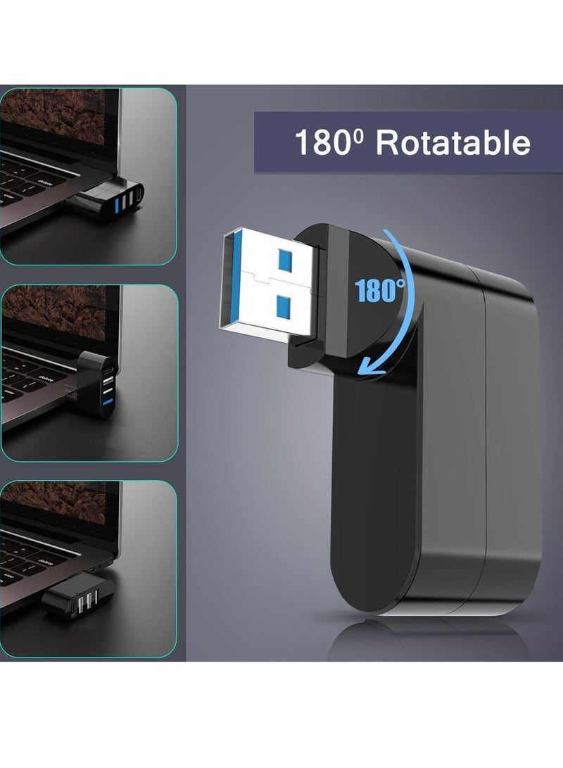 سيسلي موزع USB 3.0 بأربع منافذ مع تصميم قابل للدوران 90°/180° – منافذ USB-A وUSB-C، محول متعدد الأجهزة عالي السرعة لأجهزة اللابتوب والكمبيوتر والسيارة - Image 2