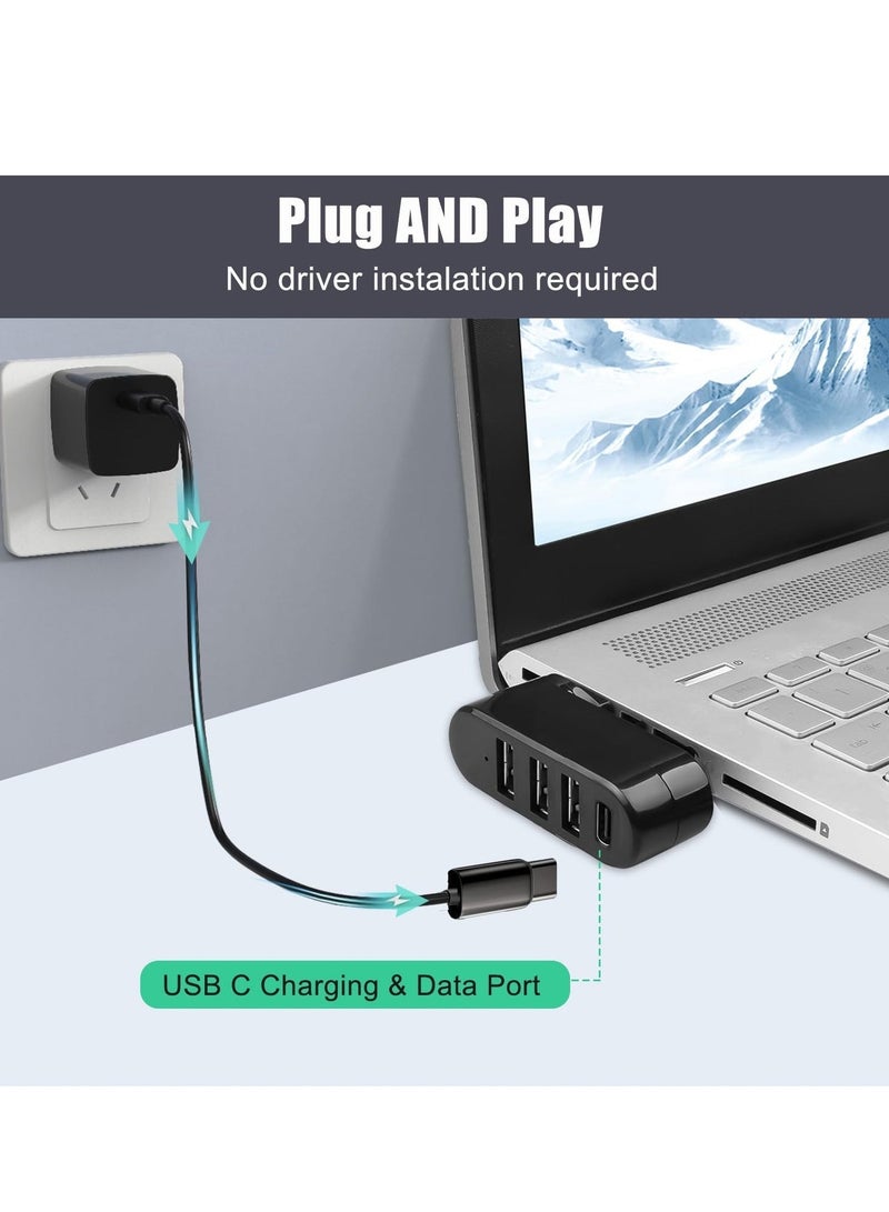 سيسلي موزع USB 3.0 بأربع منافذ مع تصميم قابل للدوران 90°/180° – منافذ USB-A وUSB-C، محول متعدد الأجهزة عالي السرعة لأجهزة اللابتوب والكمبيوتر والسيارة - Image 4