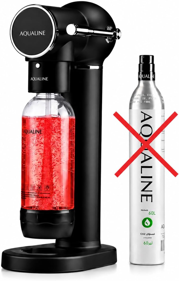 Aqualine Essence Pro Sparkling Water Maker, Standard Kit | Home Soda Maker, Sparkles Any Drink | Fizz Infuser | BPA-Free 1L Bottle | Proudly Saudi | CO2 Not Included | Black - Image 1