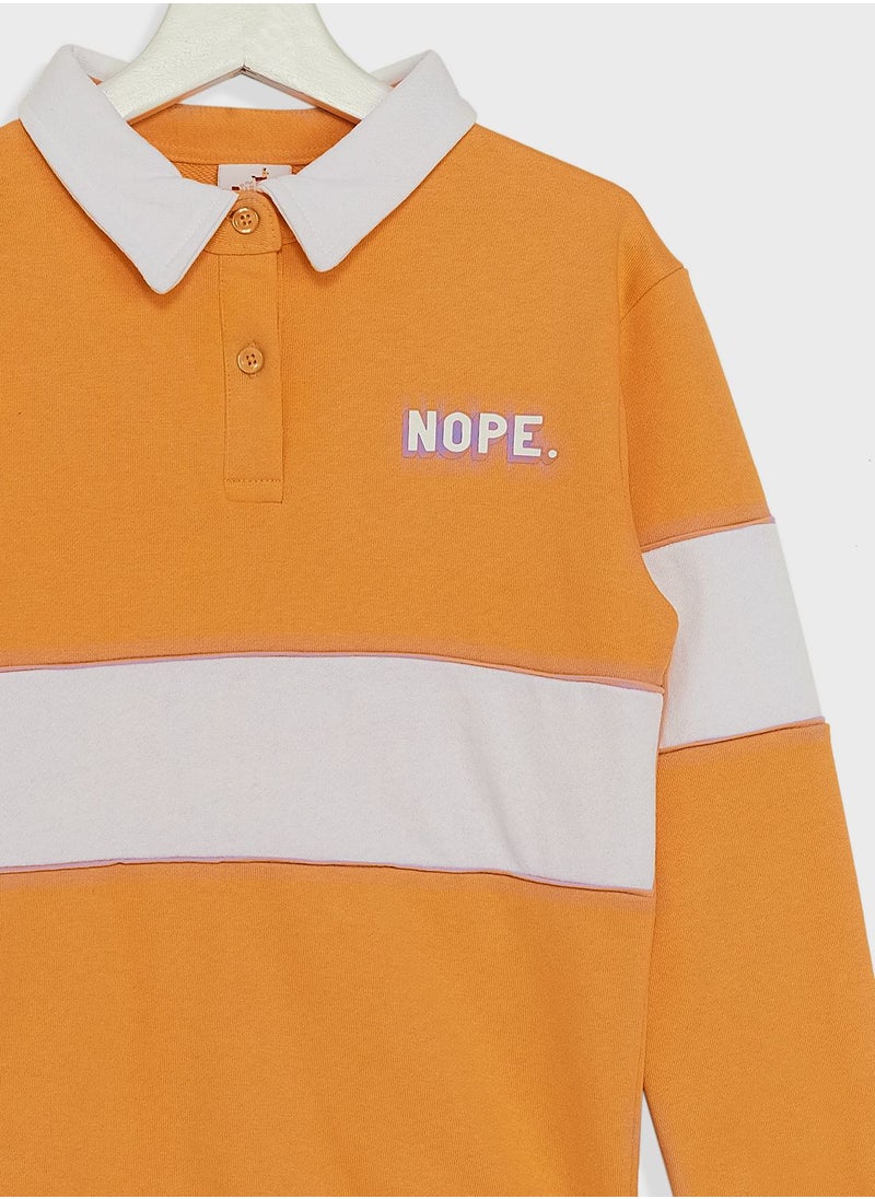 Pinata - Girls Colorblock Polo Collar Sweatshirt - Image 1