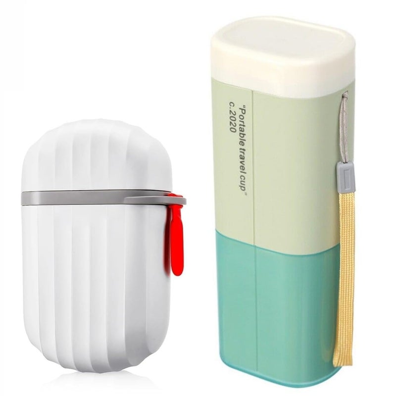 Woleebee Travel Toothbrush Holder and Soap Case Portable Soap Container Dish Tray Toothpaste Holder with Cover for Trip Bathroom Camping Travelling (Style 1) - Image 1
