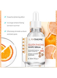 Lanthome Glutathione Facial Set, Glutathione Face Serum 30ml+Glutathione Whitening Cream 20g,Dark Spots Remover for Face, Facial Moisturizer, Moisturizing and Skin Lightening Serum, Skin Lightening Cream with Kojic Acid and Vitamin C  - Image 3